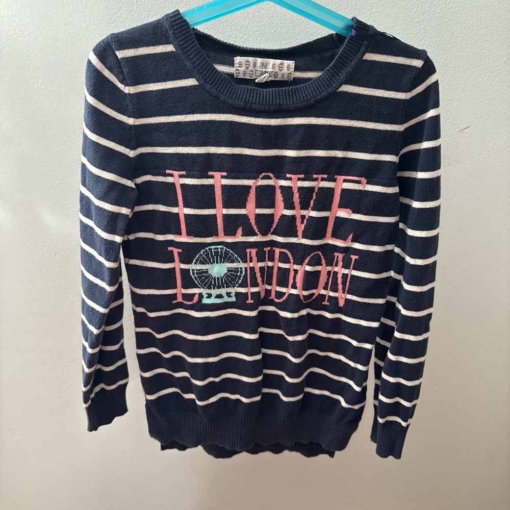 Navy Striped "I Love London" Sweater